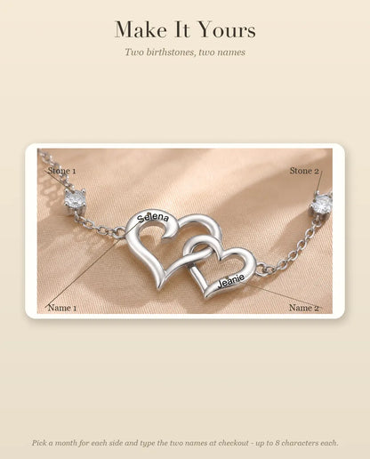 How to personalize the bracelet with two birthstones and two names