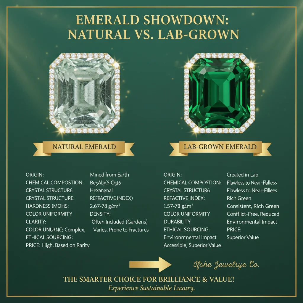 1.23ct Lab Emerald Octagon Cut Ring 925 Sterling Silver in White Gold Vermeil