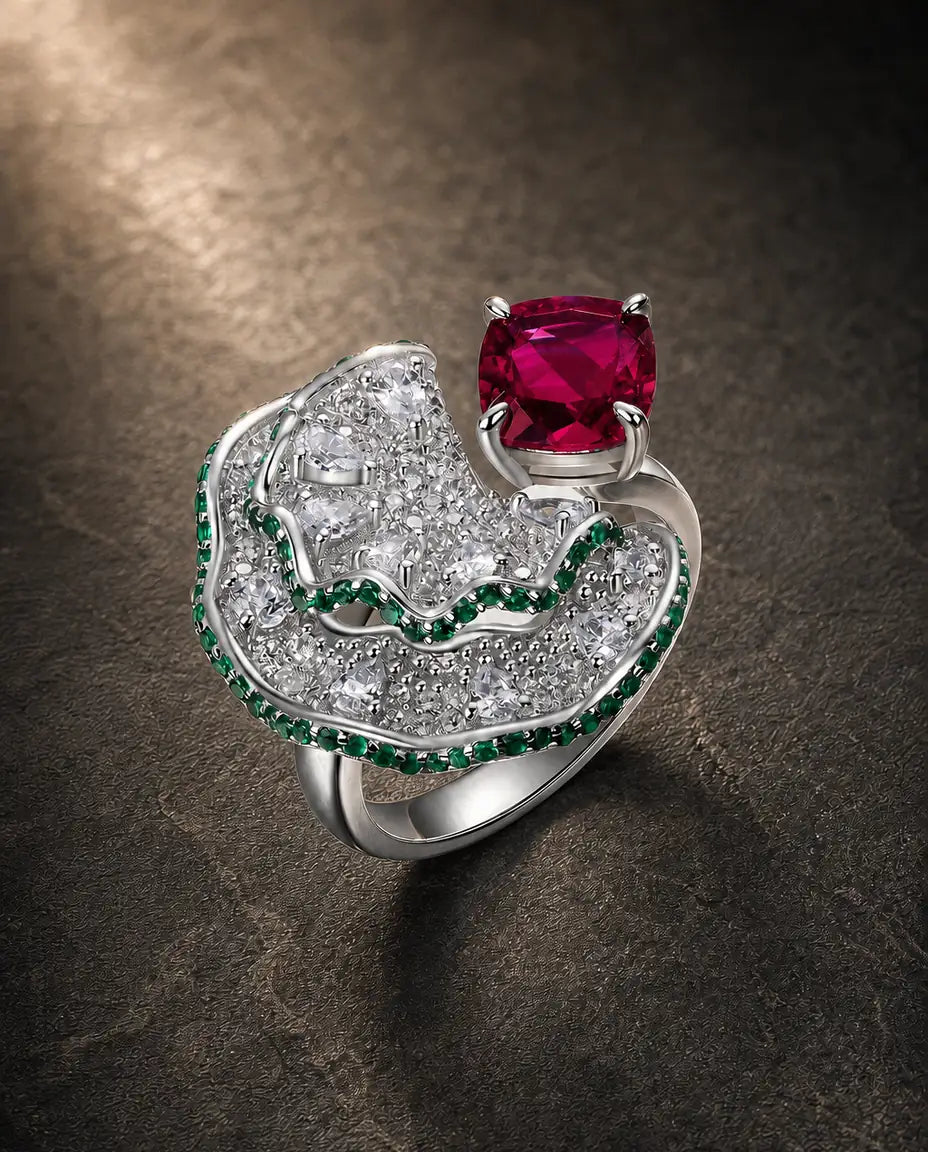 Lab ruby gemstone ring in 925 sterling silver