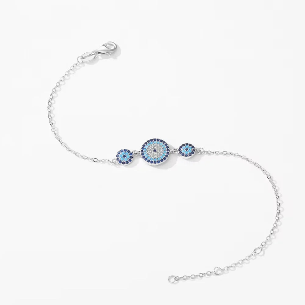 Evil Eye Bracelet - Lucky Eye Sterling Silver Charm Bracelet