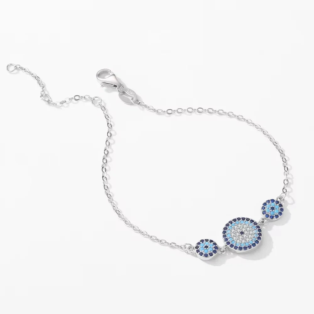 Evil Eye Bracelet - Lucky Eye Sterling Silver Charm Bracelet