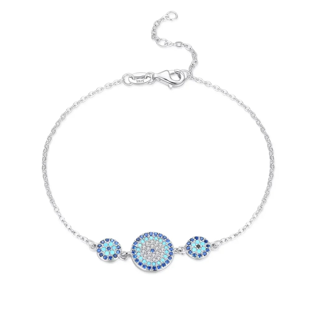 Evil Eye Bracelet - Lucky Eye Sterling Silver Charm Bracelet