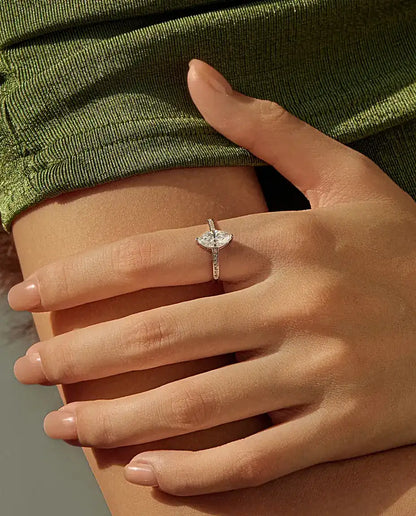 Marquise cut moissanite engagement ring in 925 sterling silver