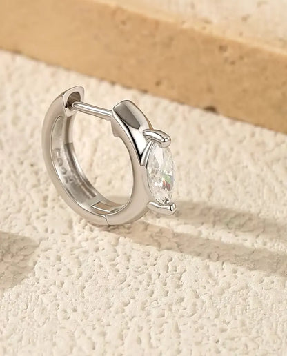 Marquise moissanite huggie earrings in 925 sterling silver