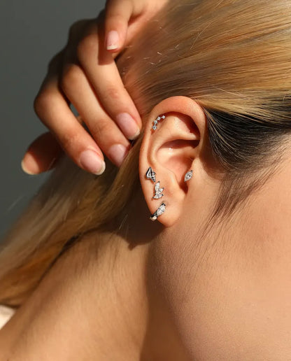 Marquise moissanite huggie earrings in 925 sterling silver