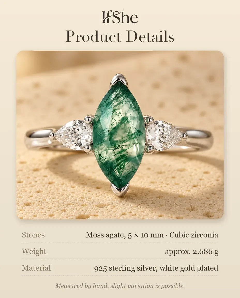 Moss Agate Ring - size and material details