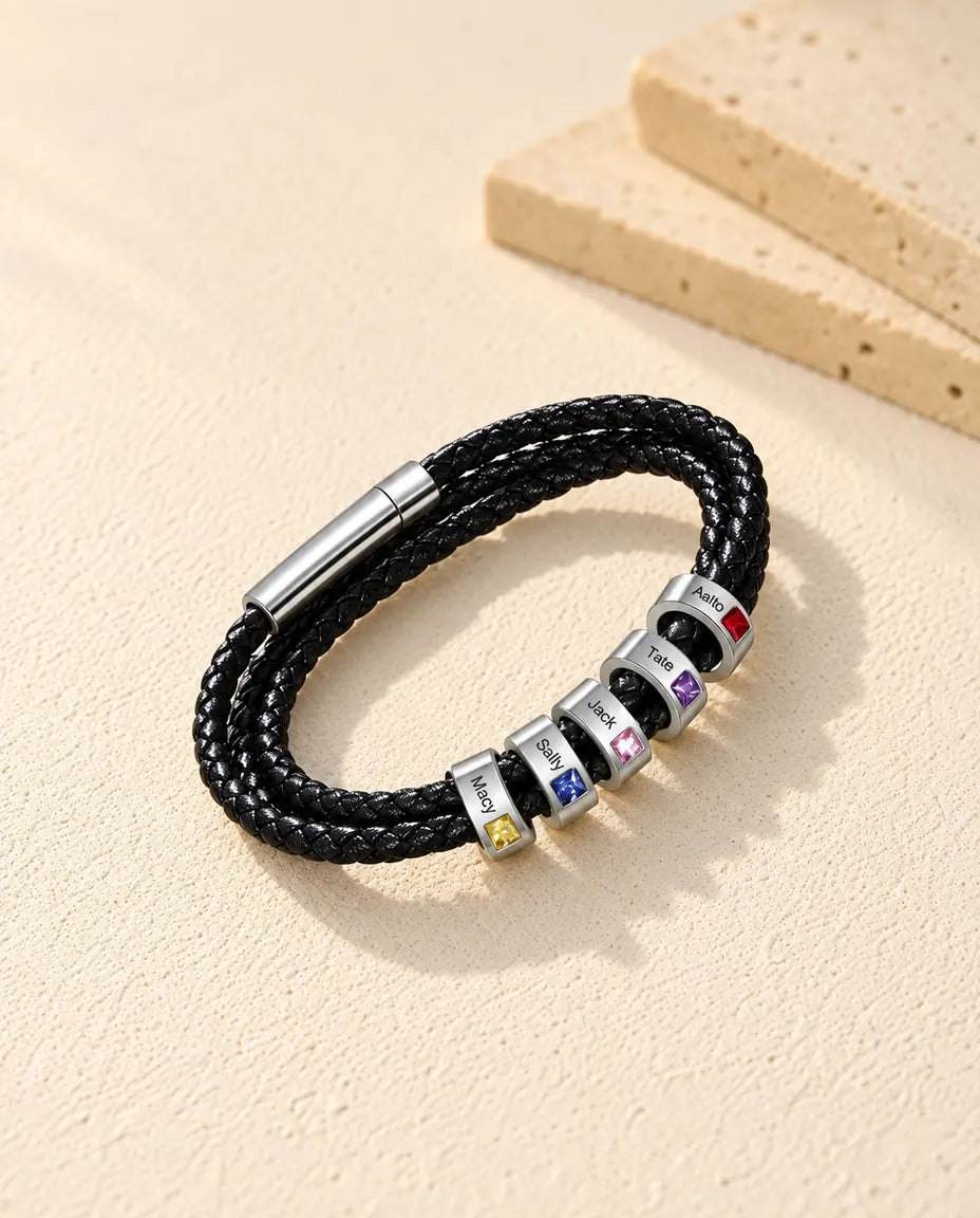 Men's Faux Leather Bracelet - three-quarter view