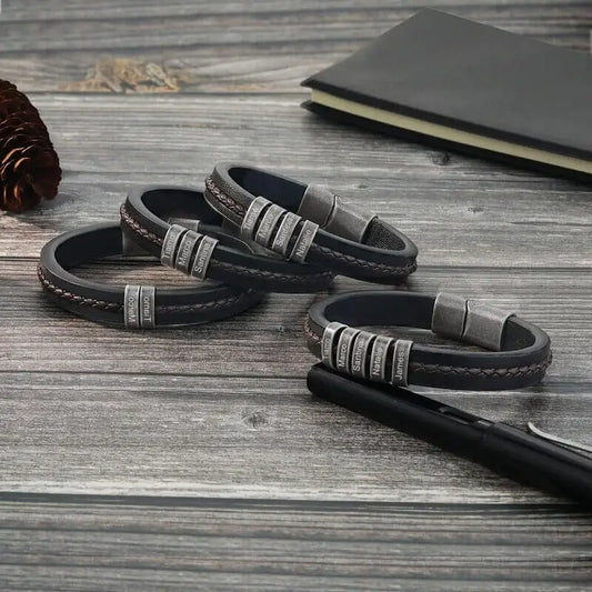 Personalized Men's Leather Bracelet