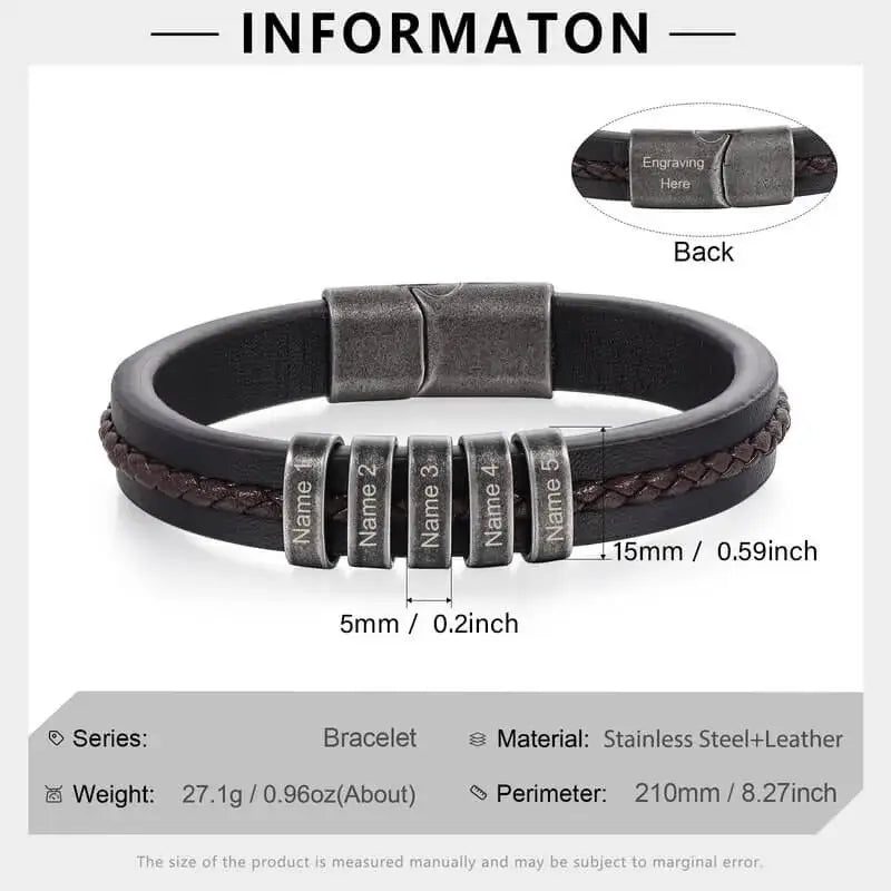 Personalized Men's PU Leather Bracelet
