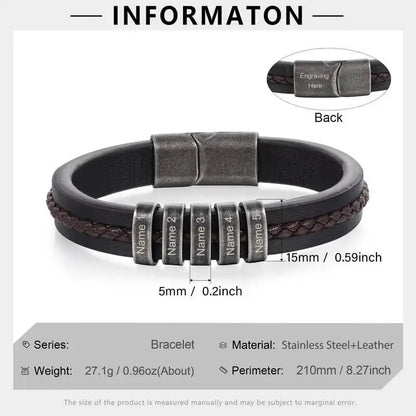Personalized Men's PU Leather Bracelet