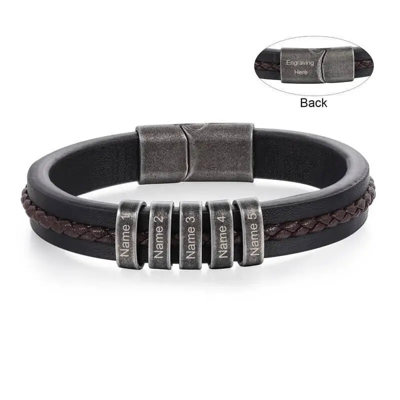Personalized Men's PU Leather Bracelet