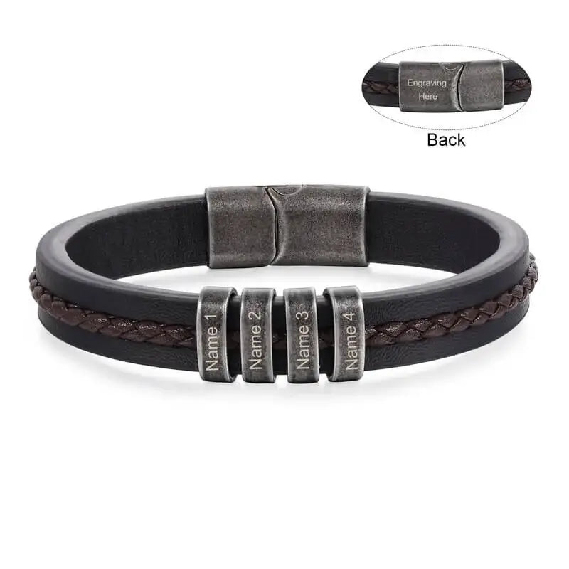 Personalized Men's PU Leather Bracelet