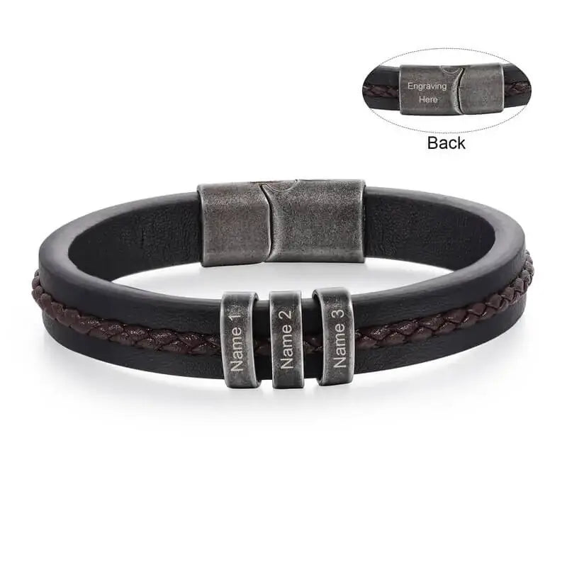 Personalized Men's PU Leather Bracelet