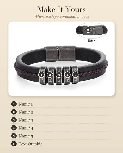 Personalized Men's PU Leather Bracelet – personalization guide