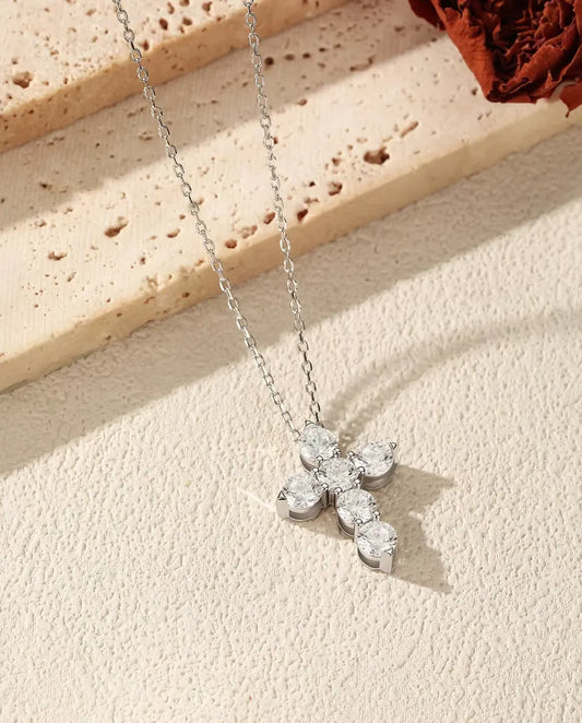 Moissanite cross necklace in 925 sterling silver