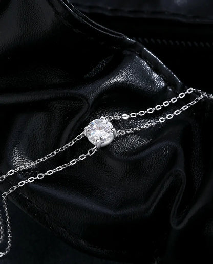 Dainty 1ct moissanite double-layer chain bracelet in 925 sterling silver