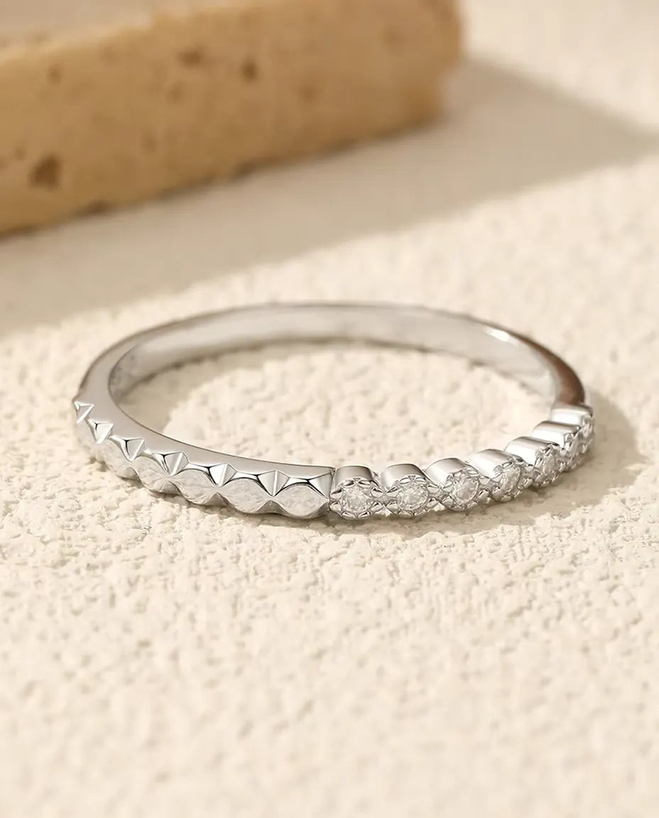 Moissanite Faceted Half Eternity Ring