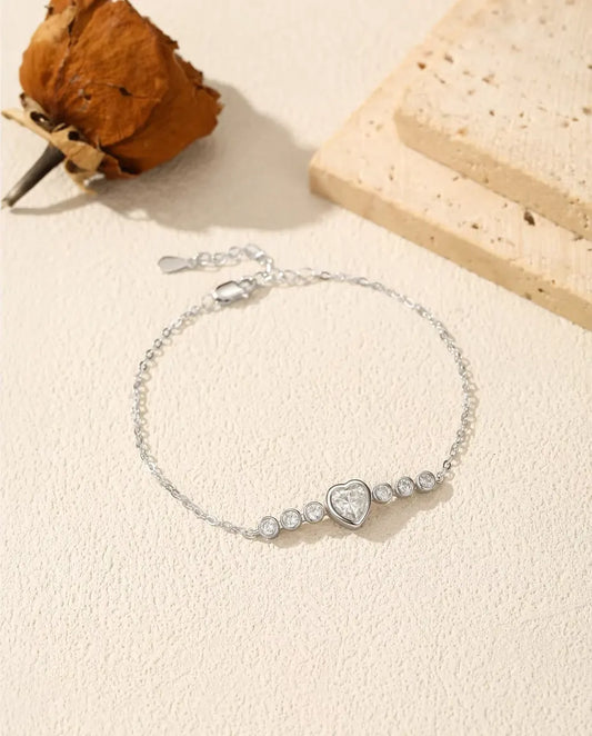 Moissanite Heart Bracelet