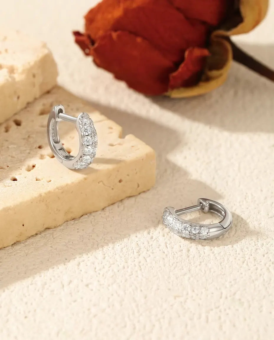 Moissanite Huggie Hoop Earrings for Women