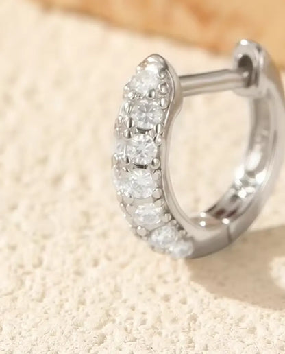 Moissanite Huggie Hoop Earrings for Women