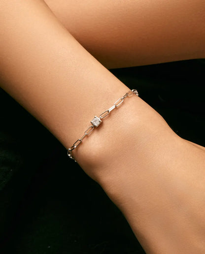 0.3ct moissanite paperclip chain bracelet in 925 sterling silver