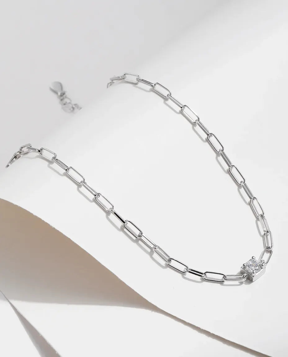 0.3ct moissanite paperclip chain bracelet in 925 sterling silver