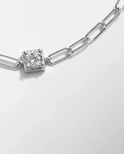 0.3ct moissanite paperclip chain bracelet in 925 sterling silver