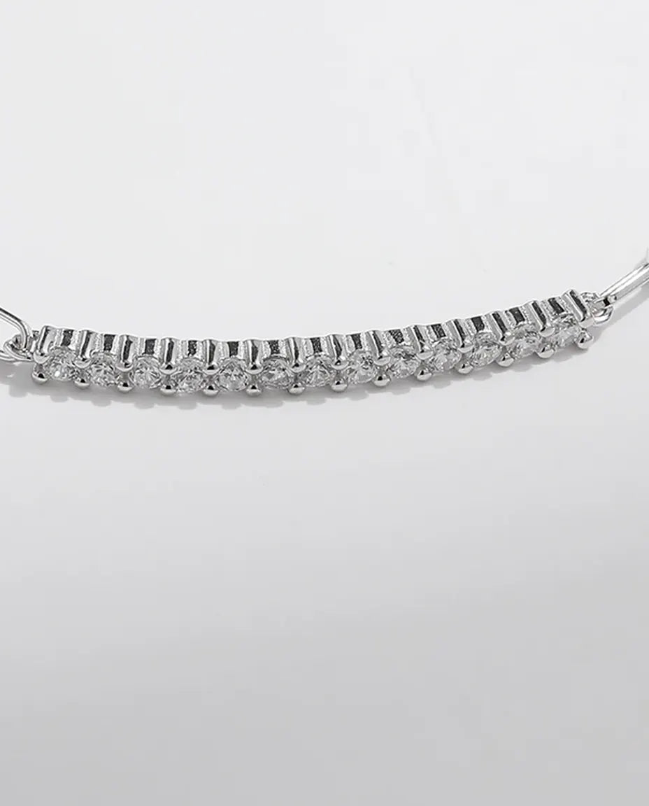 Moissanite pave bar bracelet on paperclip chain in 925 sterling silver