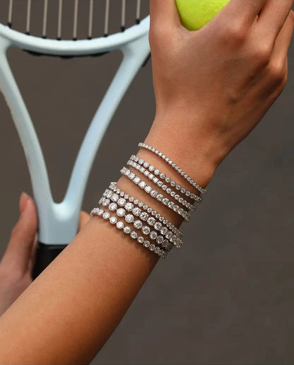 Moissanite tennis bracelet, D color VVS1 round stones, 925 sterling silver