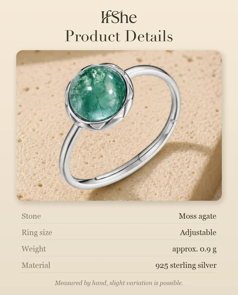 Moss Agate Ring - size and material details