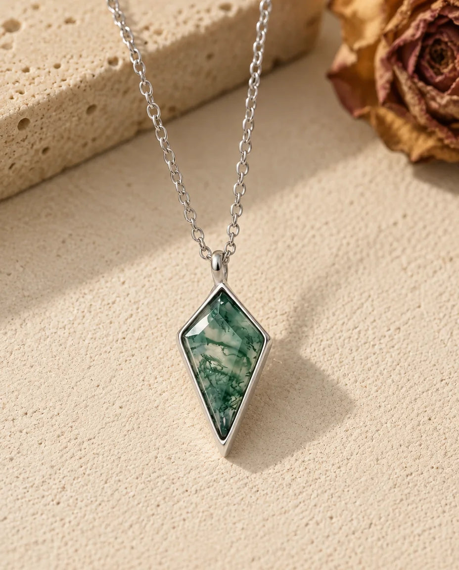 Moss Agate Necklace - front view