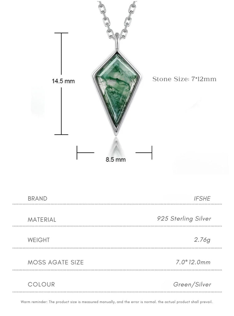 Moss Agate Kite Cut Necklace in Sterling Silver