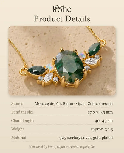 Moss Agate Necklace - size and material details
