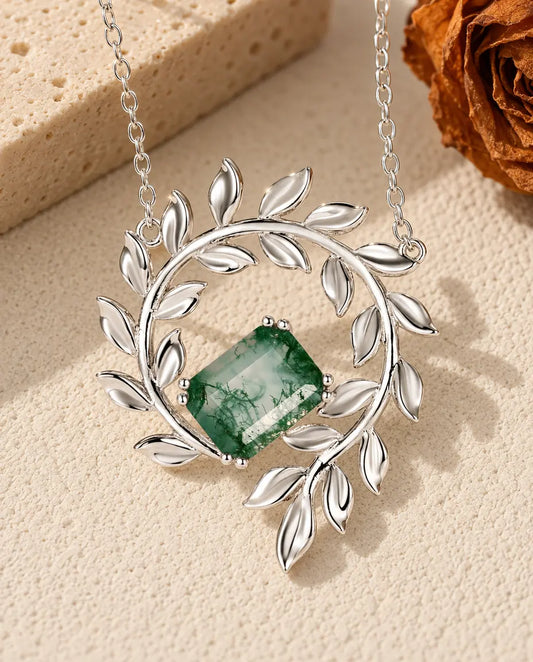 Moss Agate Necklace - front view