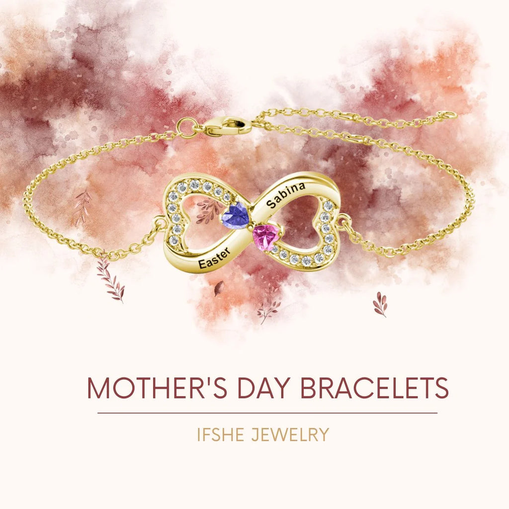Custom Mothers Day Bracelet With Names And Birthstones