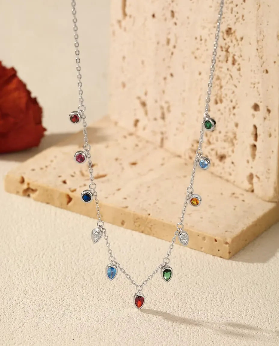 Colorful Charm Necklace in 925 Sterling Silver