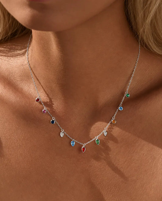 Colorful Charm Necklace in 925 Sterling Silver