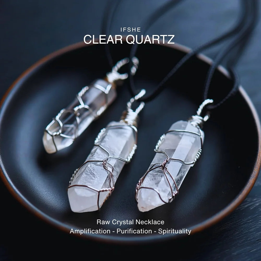 Clear Quartz Crystal Pendant Necklace
