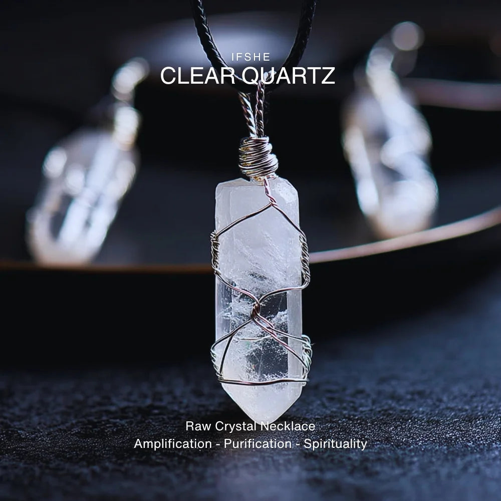 Clear Quartz Crystal Pendant Necklace
