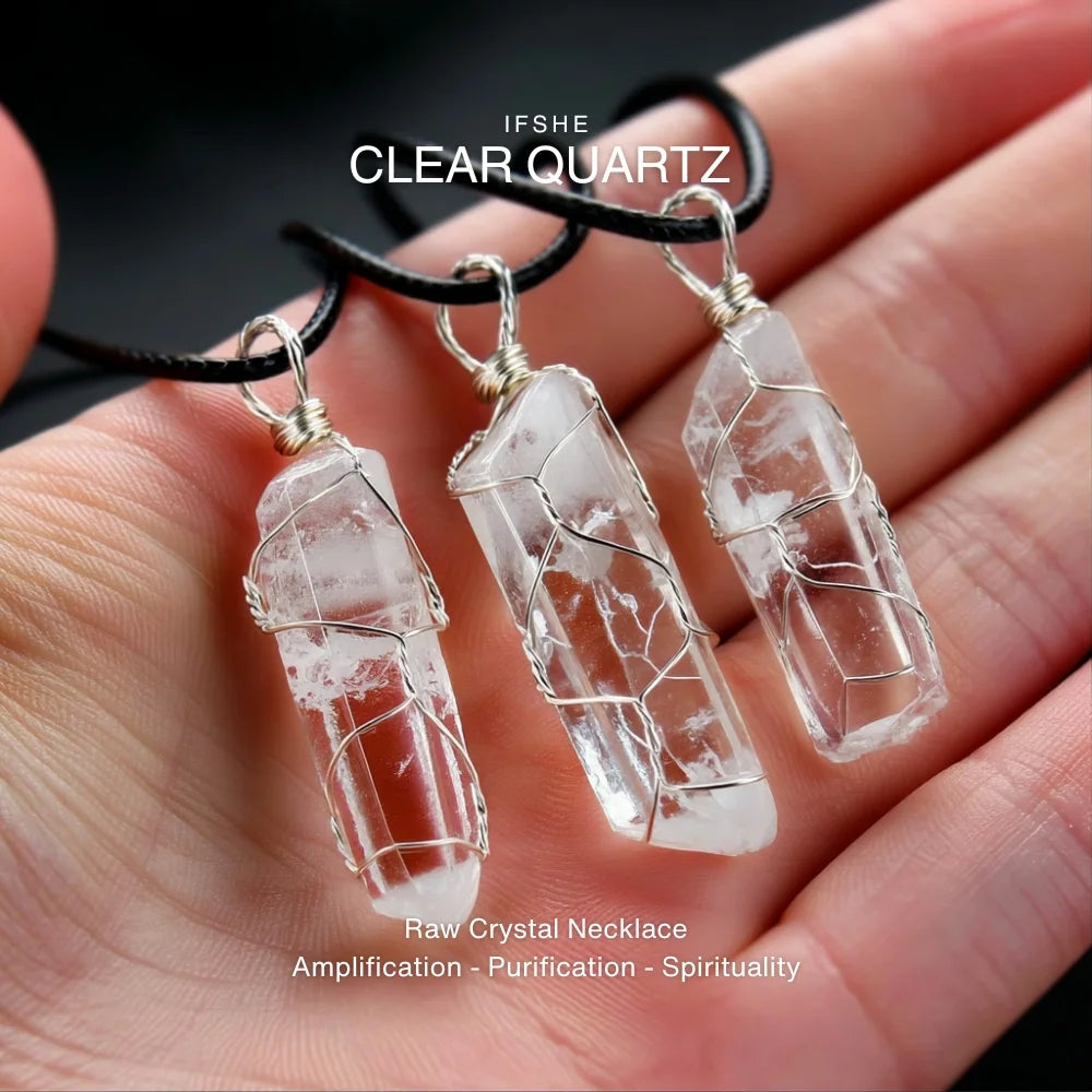 Clear Quartz Crystal Pendant Necklace