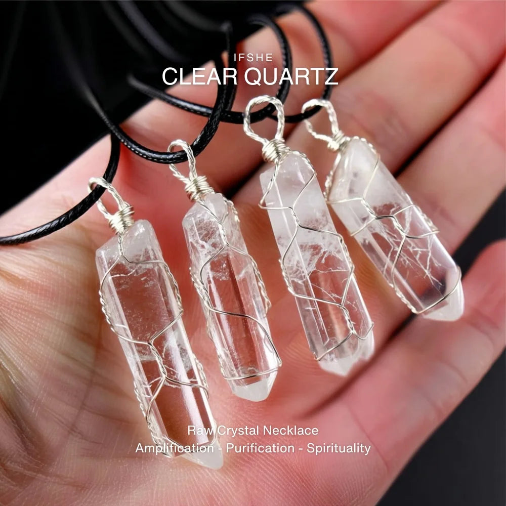 Clear Quartz Crystal Pendant Necklace