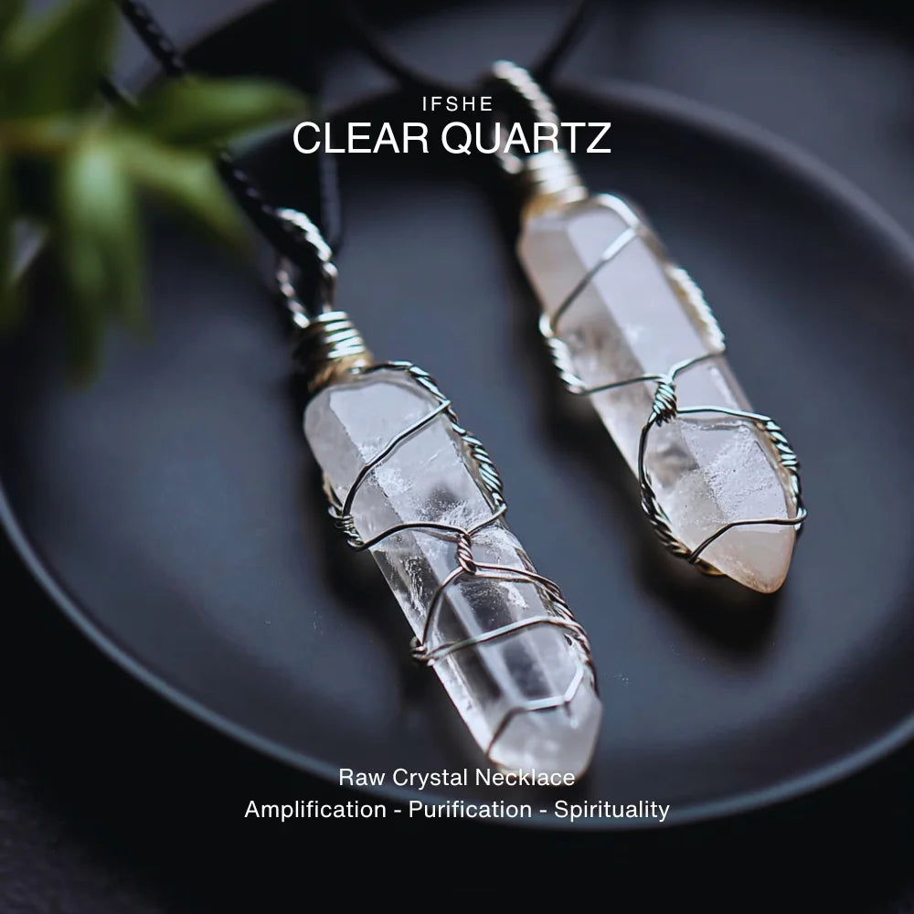 Clear Quartz Crystal Pendant Necklace