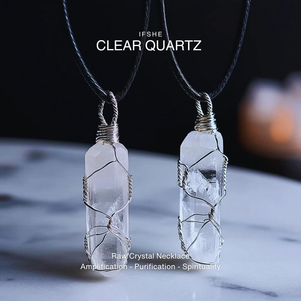 Clear Quartz Crystal Pendant Necklace