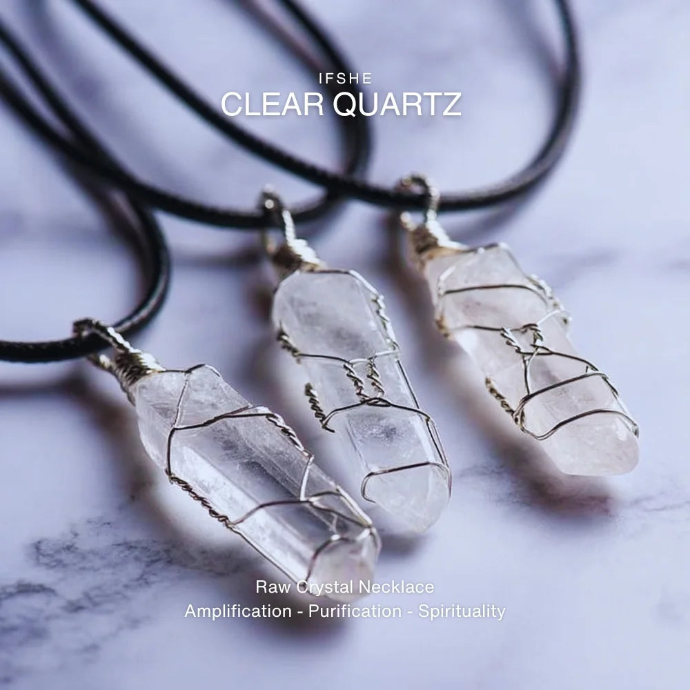Clear Quartz Crystal Pendant Necklace