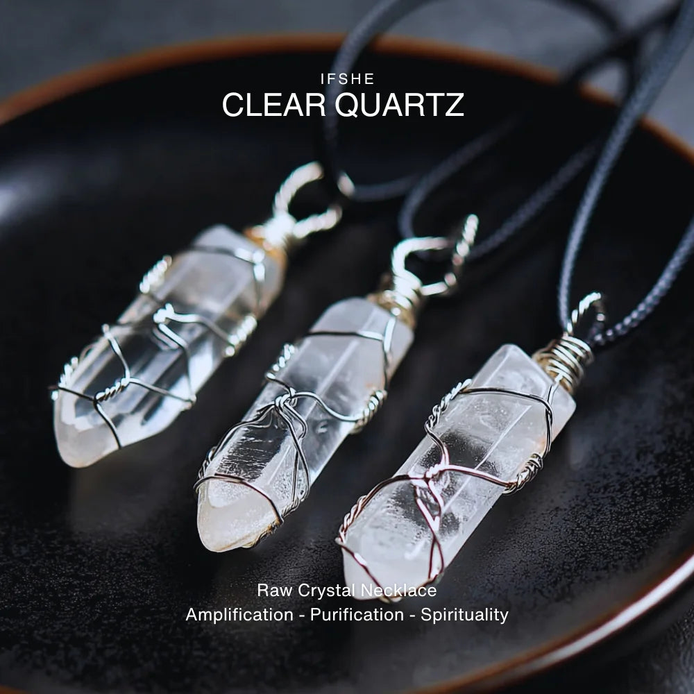 Clear Quartz Crystal Pendant Necklace