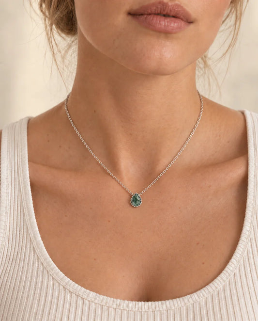 Moss Agate Necklace - worn on a model
