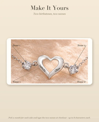 How to personalize the bracelet with two birthstones and two names