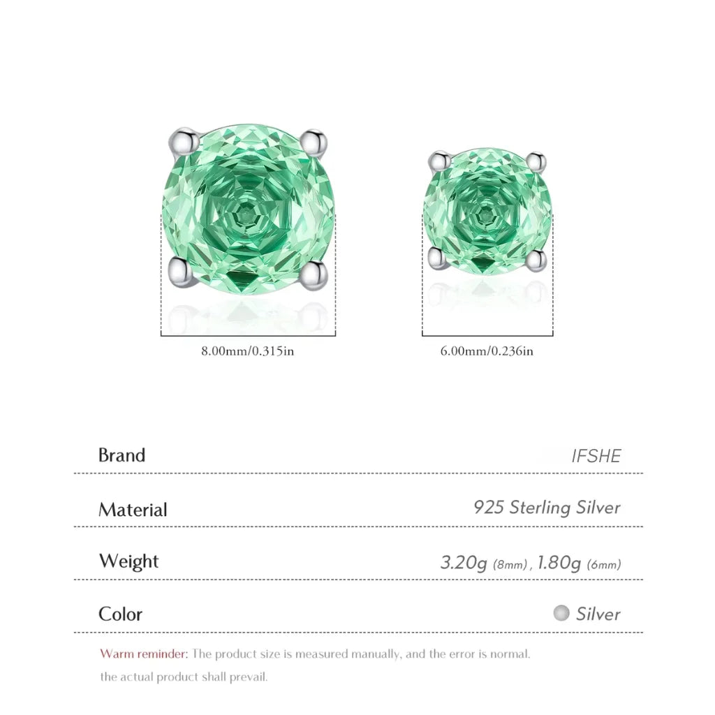 Paraiba Blue Round Rose Cut Sterling Silver Stud Earrings for Women
