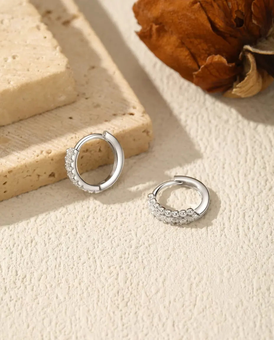 Pave Moissanite Huggie Hoops