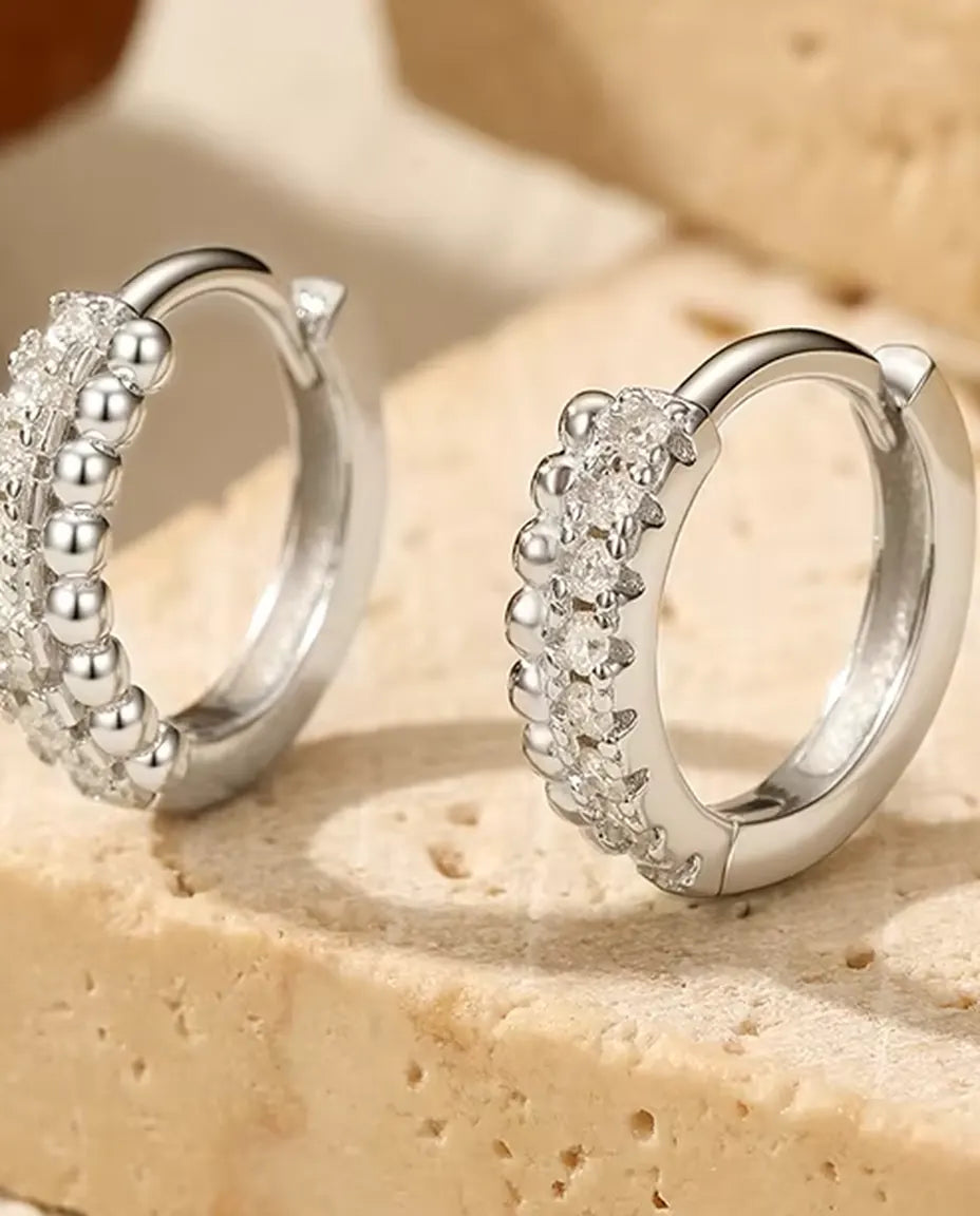 Pave Moissanite Huggie Hoops